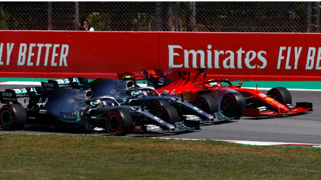 Mercedes Valtteri Bottas, Mercedes Lewis Hamilton and Ferraris Sebastian Vettel