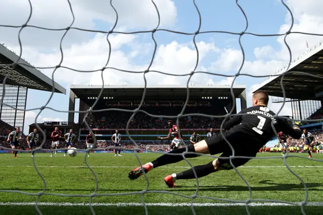 Tammy Abraham scores a penalty for Aston Villa