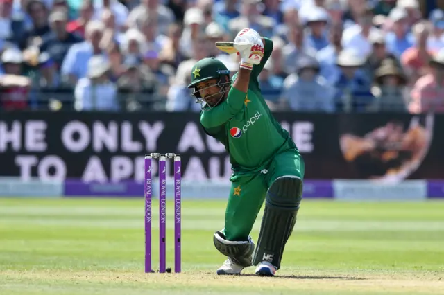 Sarfaraz Ahmed of Pakistan bats