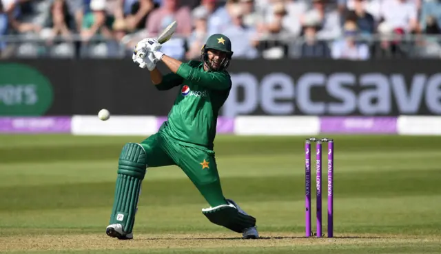 Imad Wasim of Pakistan bats