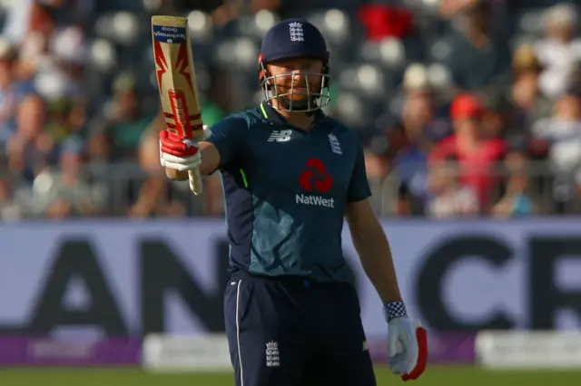 Jonny Bairstow celebrates his half century