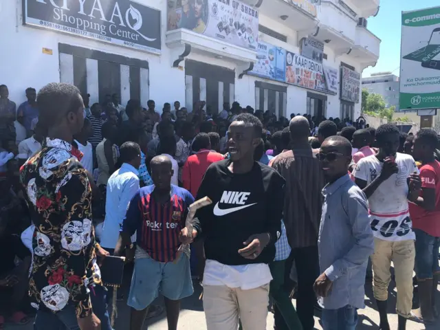 Secondary school students protest in Somalia's capital Mogadishu after the education minister cancelled final year examinations on 14 May, 2019.