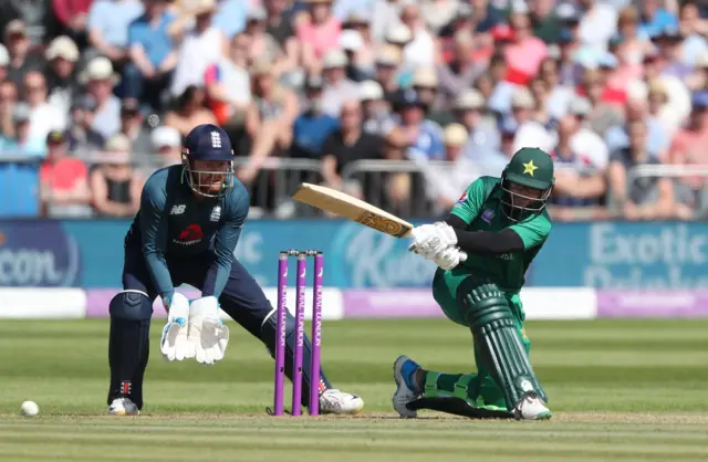 Imam Ul Haq during the One Day International at the Bristol County Ground