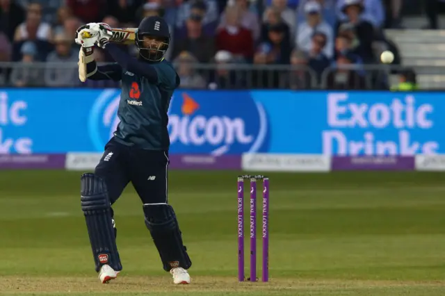 Moeen Ali plays a shot