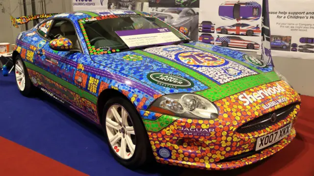 The car covered in stickers