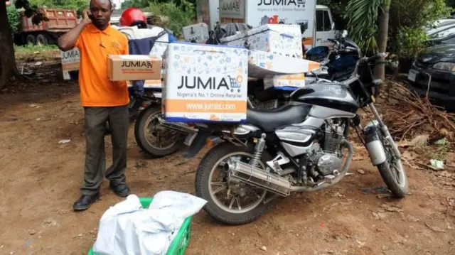 A Jumia delivery driver on his motorbike