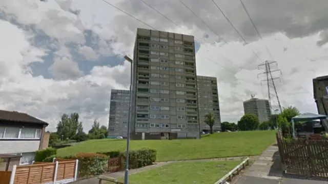 One of the tower blocks to be demolished in Druids Heath