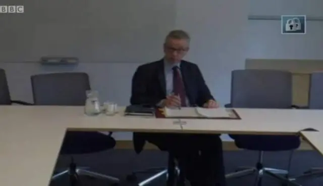 Michael Gove was giving evidence on the impact of Brexit via video-link