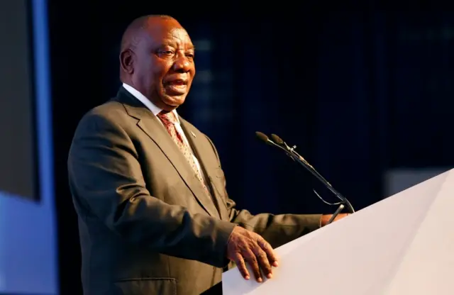 Mr Ramaphosa speaking after winning the election on May 11