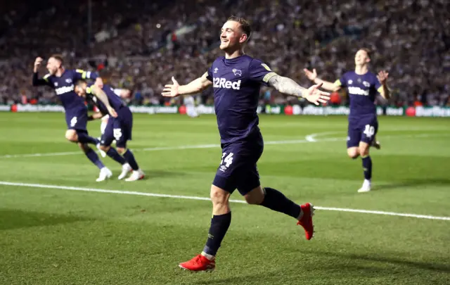 Jack Marriott celebrates for Derby