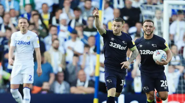 Jack Marriott celebrates for Derby