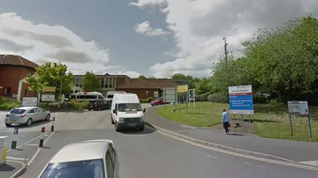 Entrance to Burton's hospital