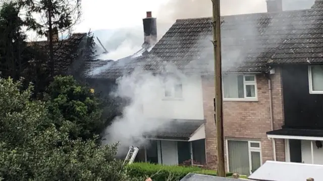 Smoke from house on Cobhall Close