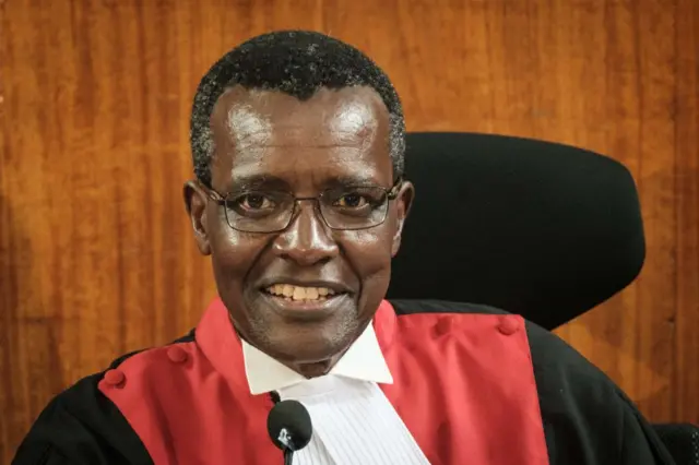 Kenyan Chief Judge David Maraga looks on at the Supreme Court in Nairobi on November 14, 2017 during the hearing seeking to nullify the October 26 repeat presidential election