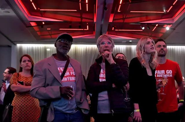 Labor supporters looking worried at the party's function in Melbourne