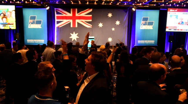 Happy supporters at the Liberal Party in Sydney