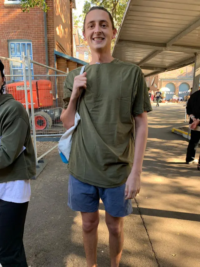 Oscar Lonergan with his T-shirt inside out