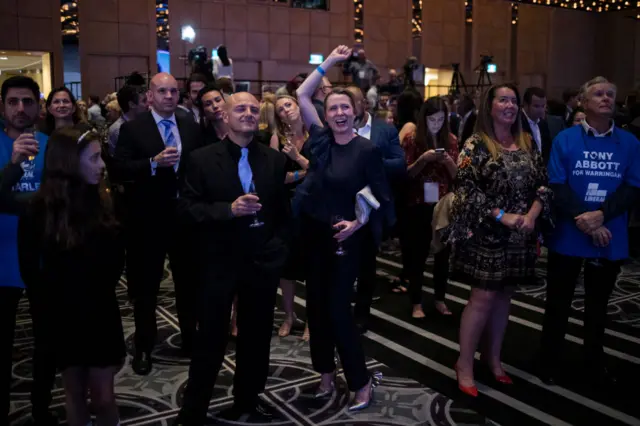 Liberal Party supporters celebrating in Sydney