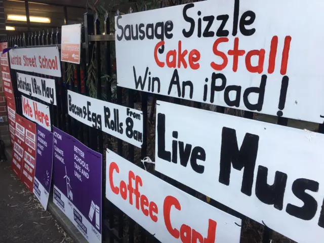 Signs at polling station in Sydney