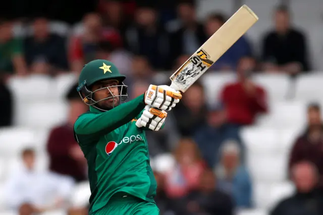 Pakistan's Babar Azam in action