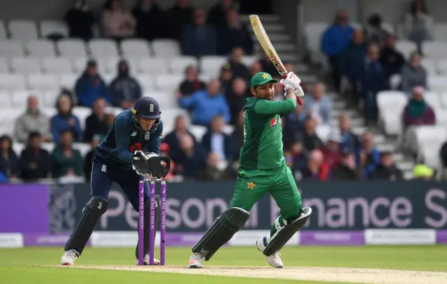 Sarfaraz Ahmed of Pakistan bats