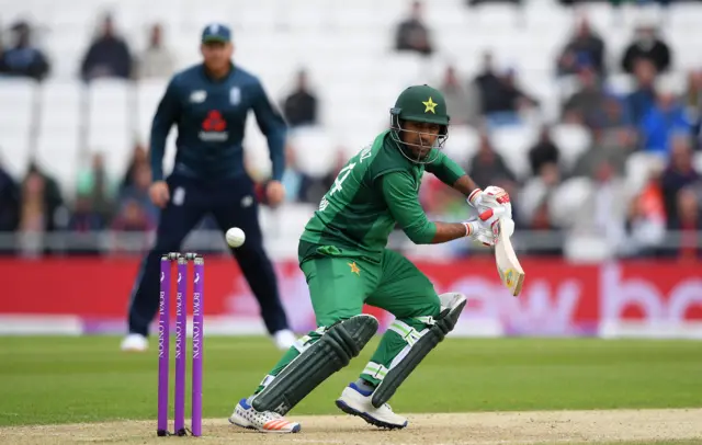 Sarfaraz Ahmed of Pakistan bats