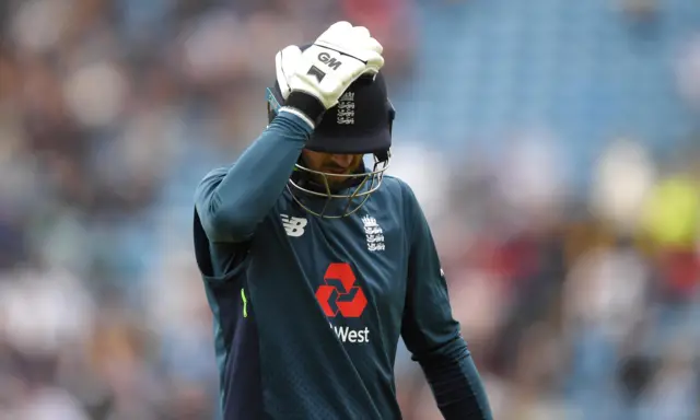 James Vince of England leaves the field after being dismissed