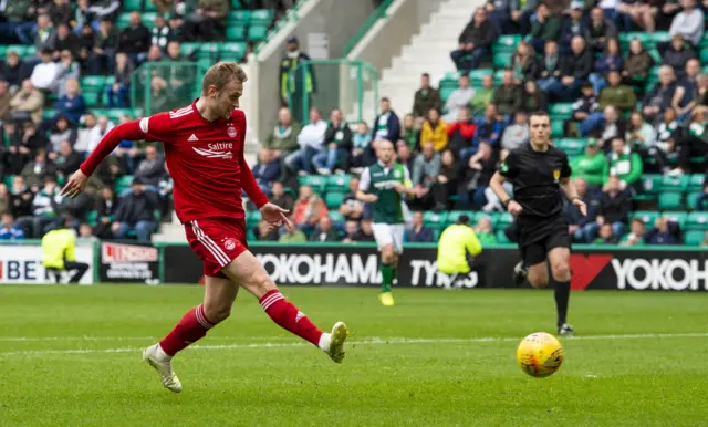 James Wilson shoots Aberdeen into the lead at Easter Road