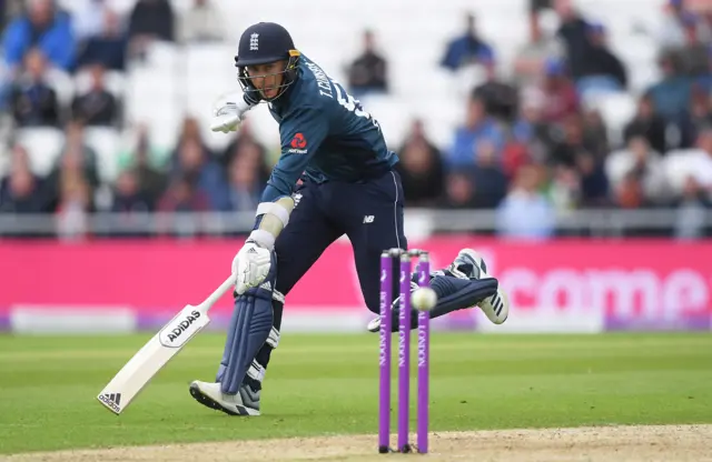 Tom Curran of England grounds his bat during an attempted run out