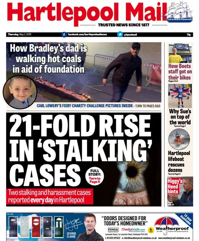 Hartlepool Mail front page, Thursday 2 May 2019