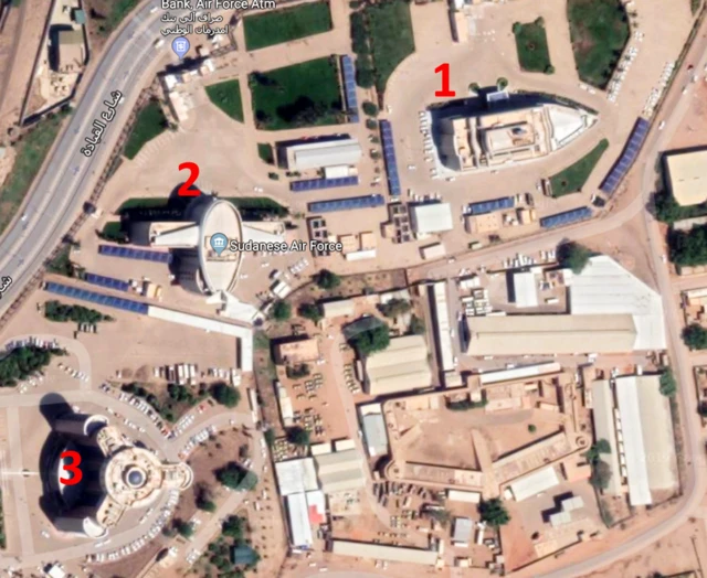 Map of Khartoum's military headquarters in Sudan