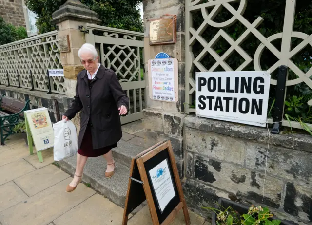 A voter at a polling station in Guisborough