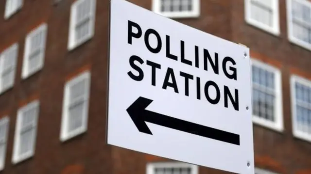 Polling station sign