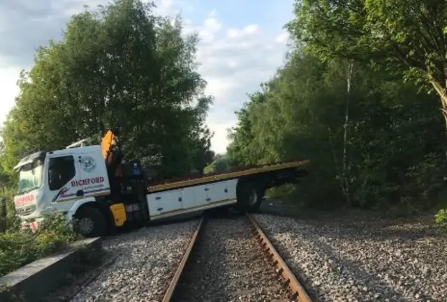 Truck stuck on track