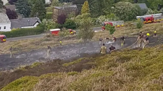 Fire crews on Ilkley moor