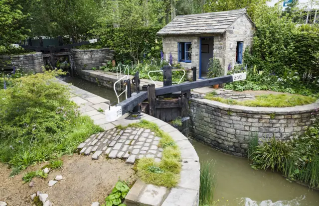 Canal gates in garden