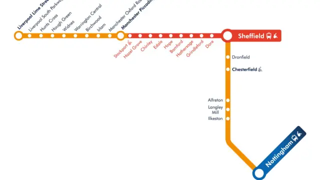 Map of disrupted route