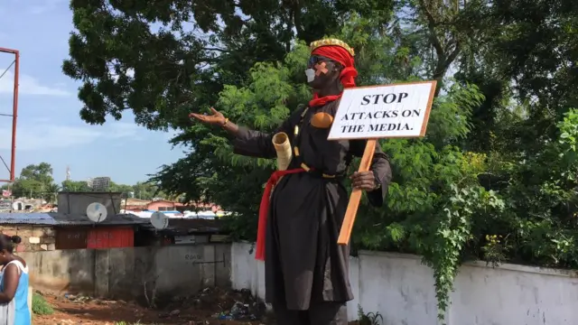 Protesters take to the streets in Accra with placards