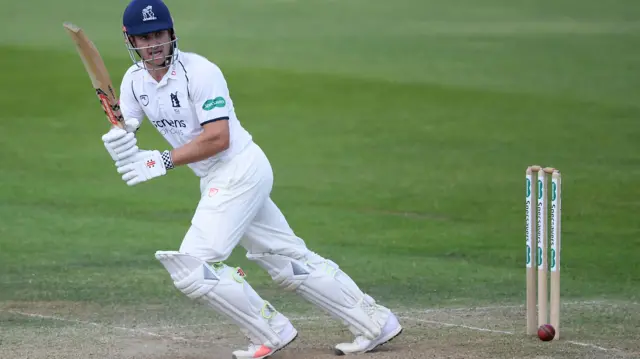 Sam Hain of Warwickshire batting in the game