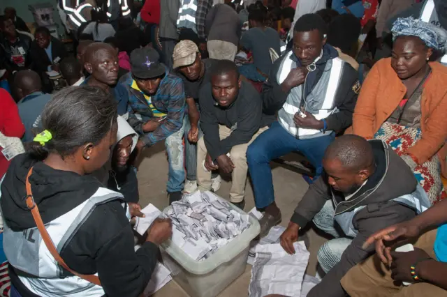 Officials counting votes