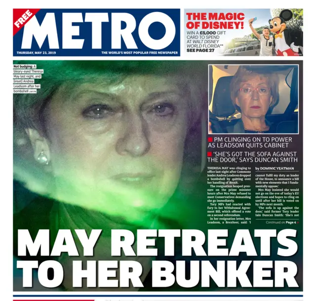 Metro front page - 23/05/19