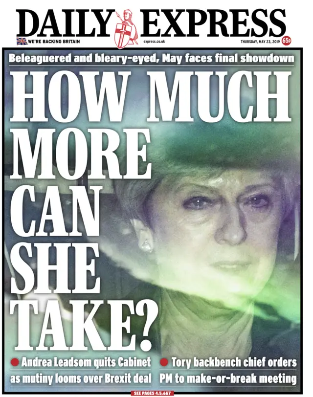 Daily Express front page - 23/05/19