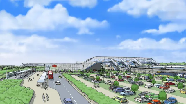 Artist Impression of HS2 station in Toton