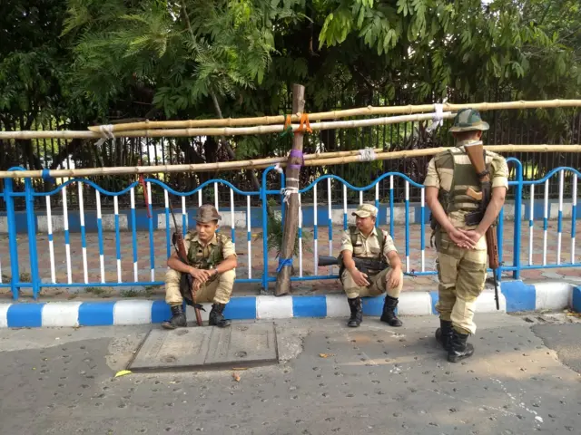 Security outside counting centre