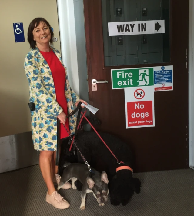 Woman with two dogs