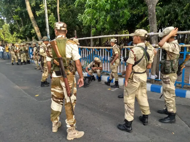 Security outside counting centre