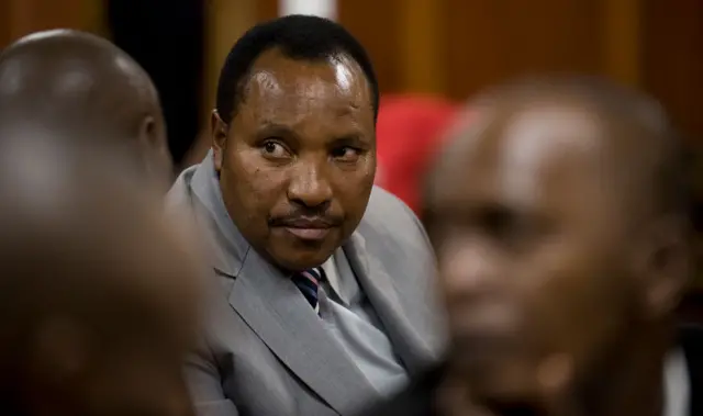 Kenya's Water Assistant Minister, Ferdinand Waititu, looks on in a Nairobi court on September 27, 2012 after being charged with incitement to violence and hate speech in connection to utterances he made against the Maasai community in Nairobi’s Kayole Estate