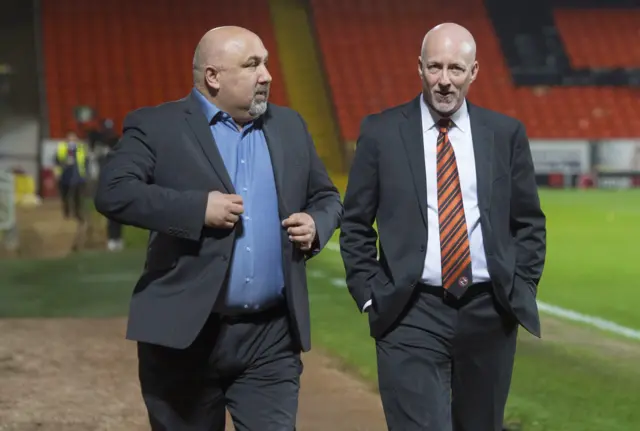 Asghar (left) with Dundee United owner Mark Ogren