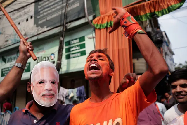 Bharatiya Janata Party(BJP) activists celebrate