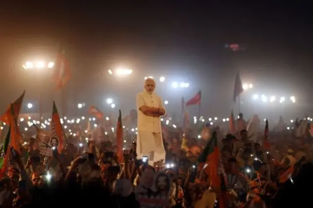 Modi supporters at a rally.